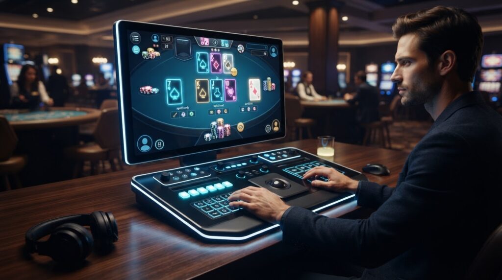 Xu Hướng Phát Triển Game Casino Trực Tuyến Hiện Đại Giao diện trò chơi giải trí kỹ thuật số hiện đại trên màn hình máy tính