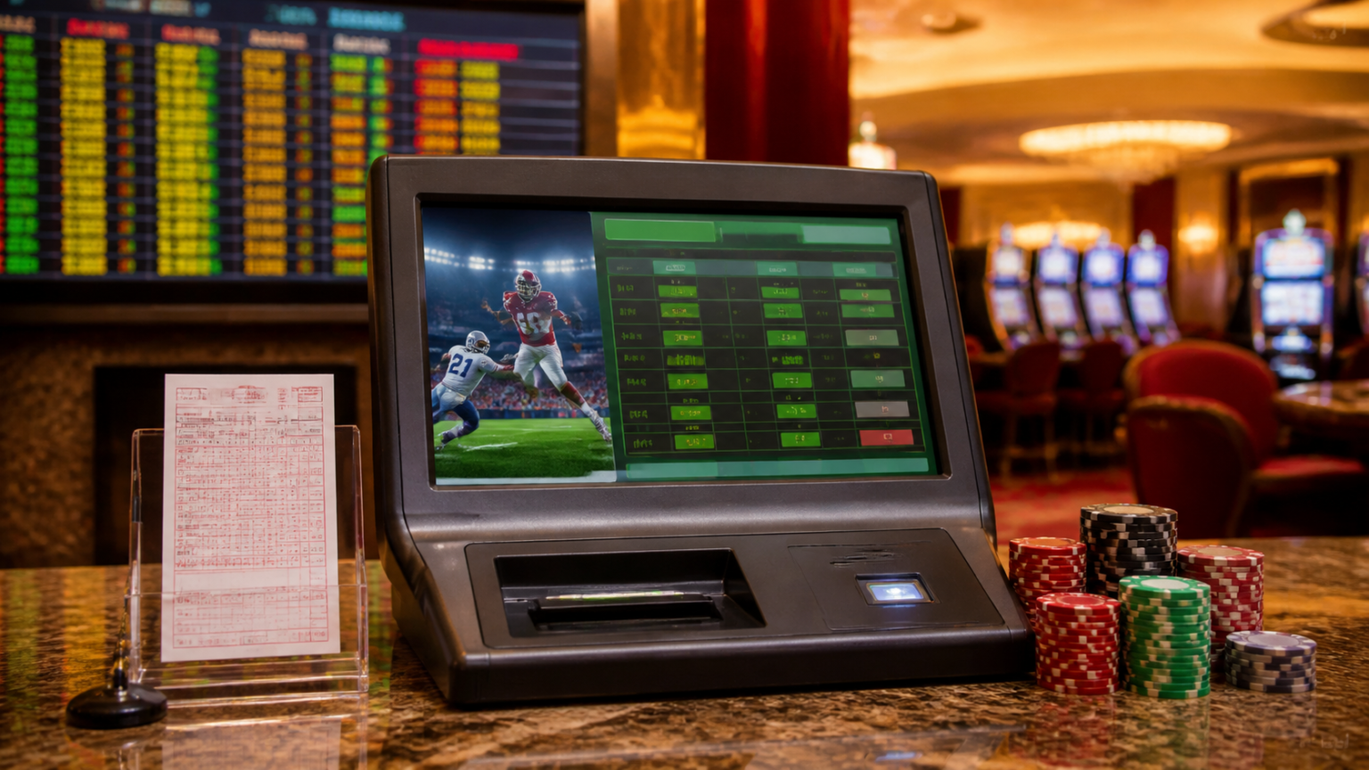 Betting sites Singapore: A Careful Player’s Guide Casino betting terminal beside a sports betting slip and odds display