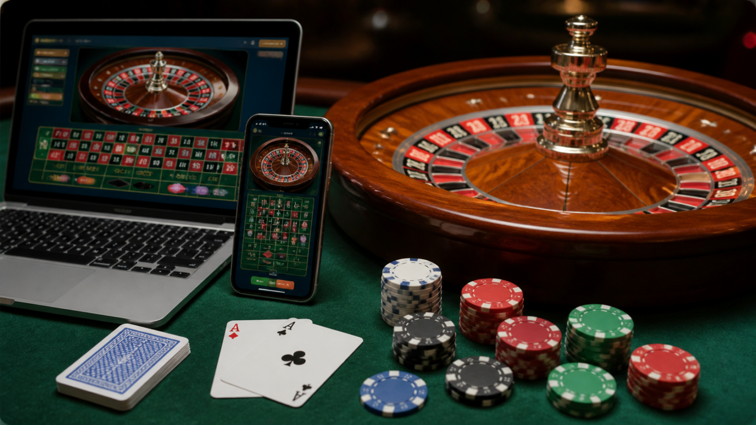 Online betting Singapore casino interface with chips and roulette wheel