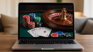 Baccarat Trực Tuyến: Hướng Dẫn Cơ Bản Dành Cho Người Mới ภาพหน้าจอคาสิโนออนไลน์พร้อมไพ่ ชิป และวงล้อรูเล็ต